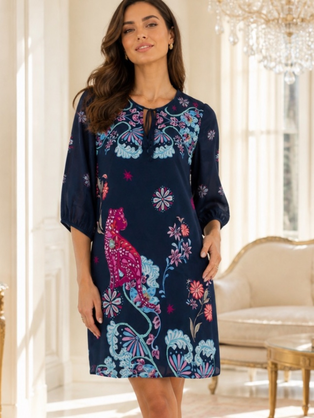 New Johnny Was Jade Dress with Floral Accents size XL silk - Picture 3 of 15